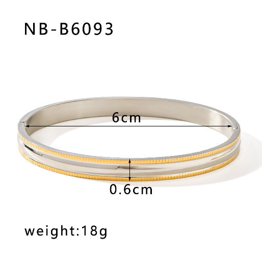 Two Tone Texturized Bangle Bracelet