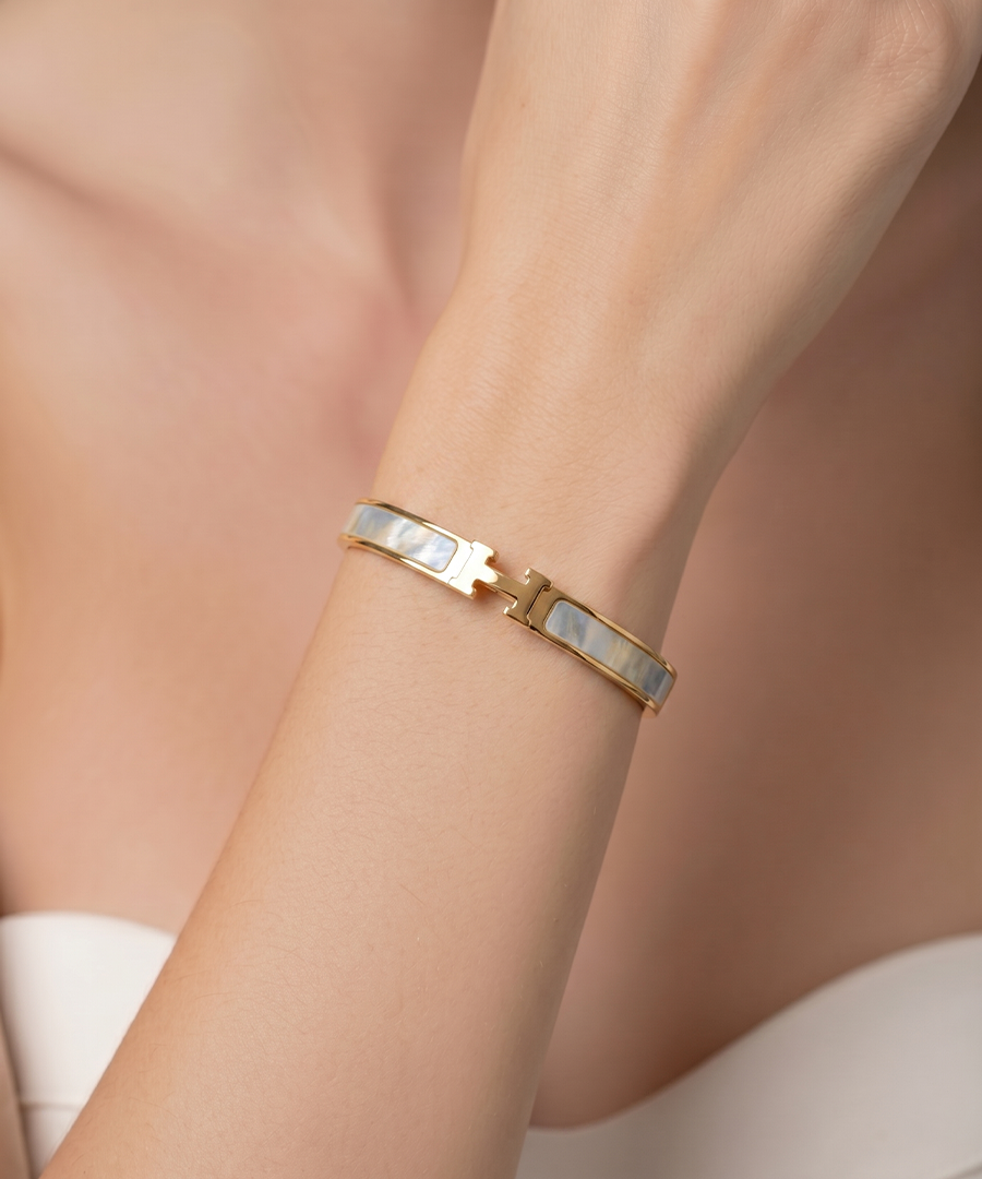 Elegant Lettered Gold- Plated Bangle Bracelet