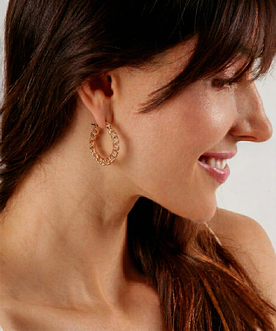 Gold Chain Hoop Earrings