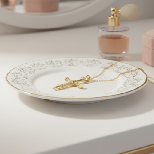 Titanium Steel 18K Gold Plated Necklace with Luxury Cross