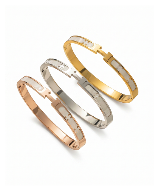 Elegant Lettered Gold- Plated Bangle Bracelet