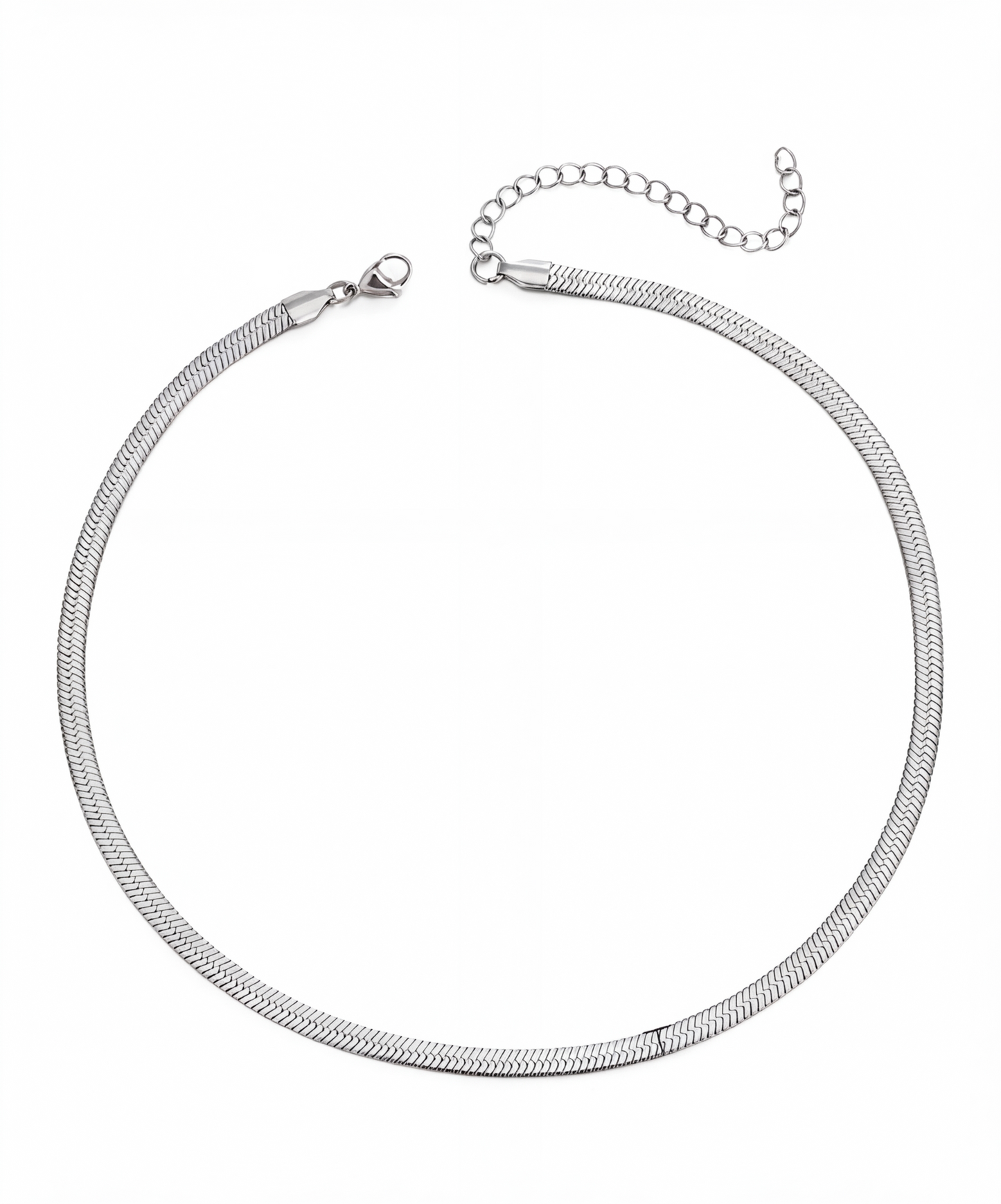 Herringbone Silver Tone Necklace