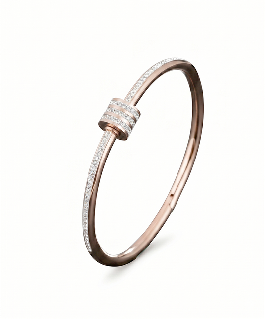 Pave-set Zircons Hinged Bangle Bracelet