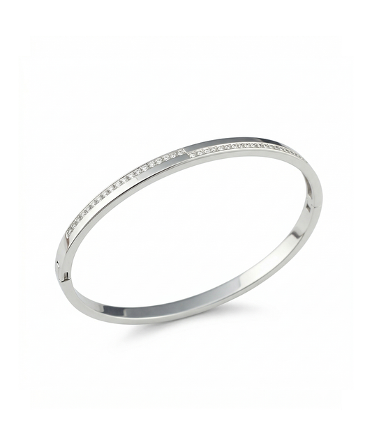 Sparkling Double Row Zircon Bangle Bracelet