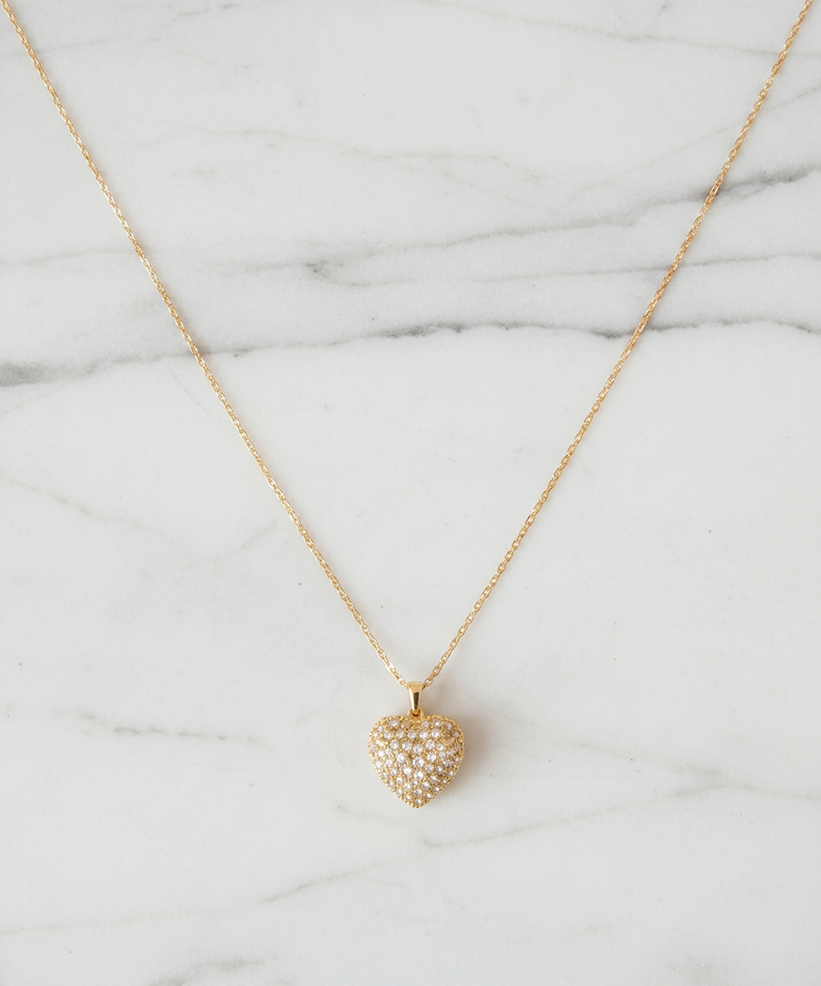 ZIRCON ENCRUSTED HEART NECKLACE