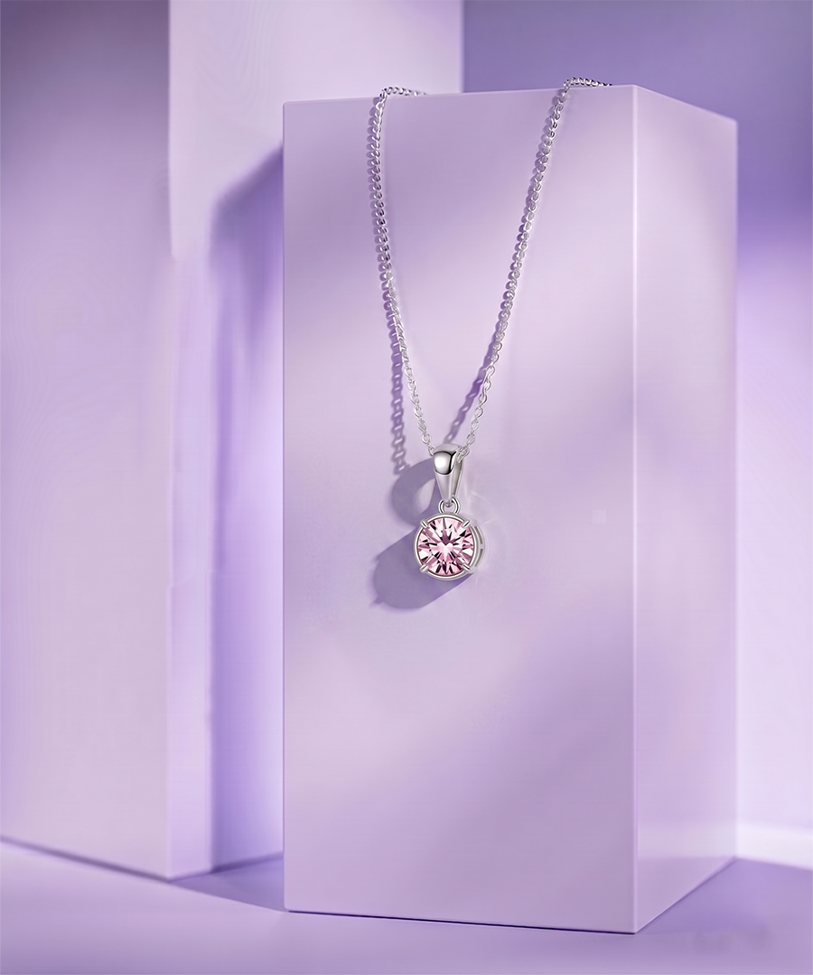 Pink Moissanite Solitary Necklace