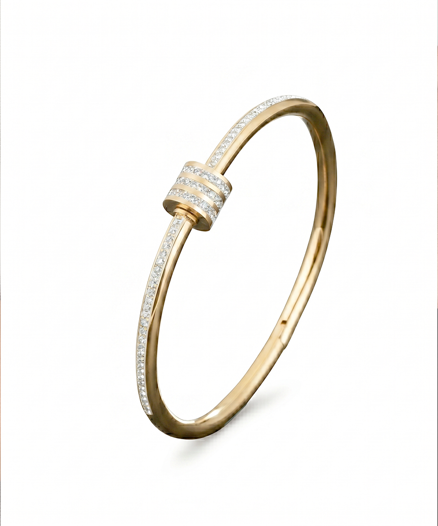 Pave-set Zircons Hinged Bangle Bracelet