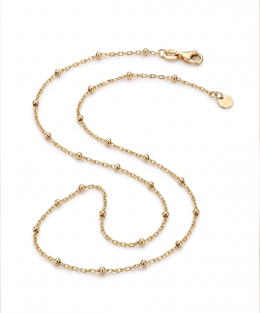 GOLD BEADED STATION CHAIN NECKLACE