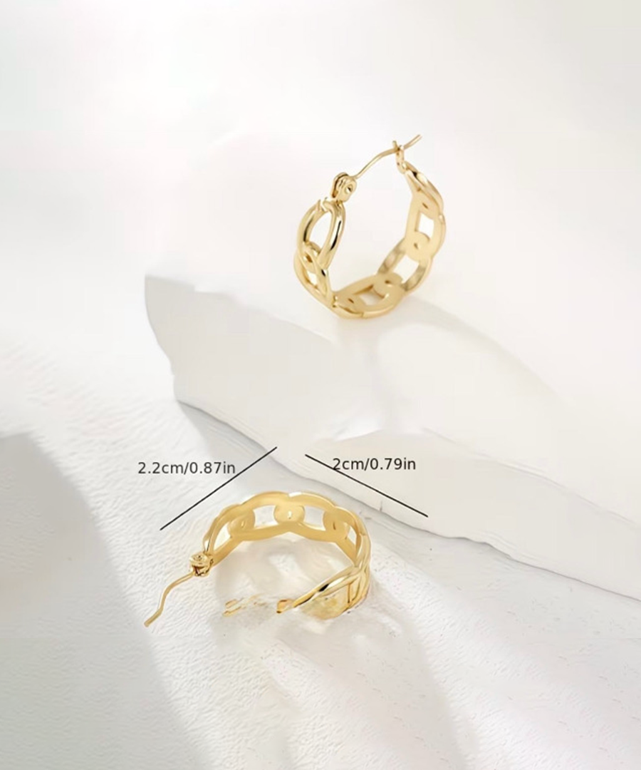 Gold Cable Chain Hoop Earrings