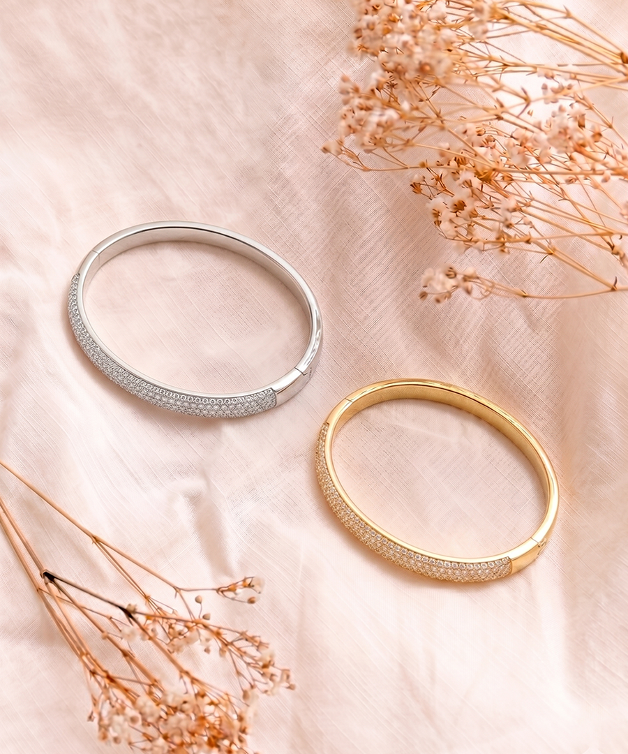 Gold Zircon Bangle Bracelet