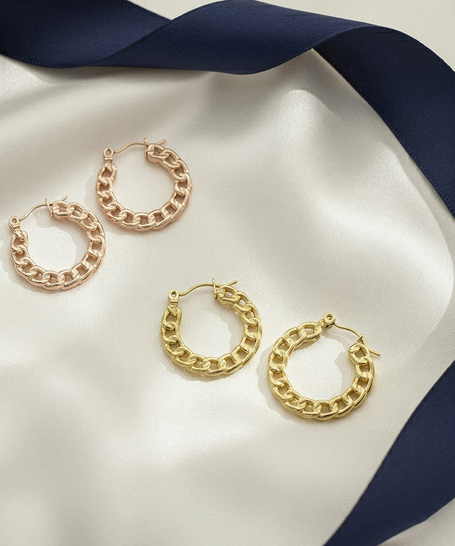 Gold Chain Hoop Earrings