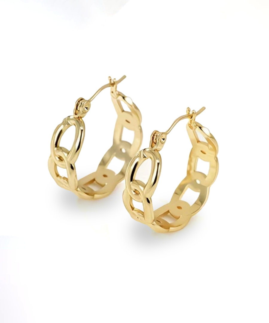Gold Cable Chain Hoop Earrings