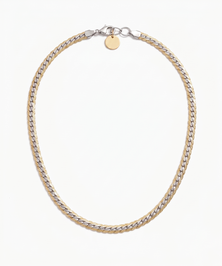 Double Tone Cuban Link Chain Necklace