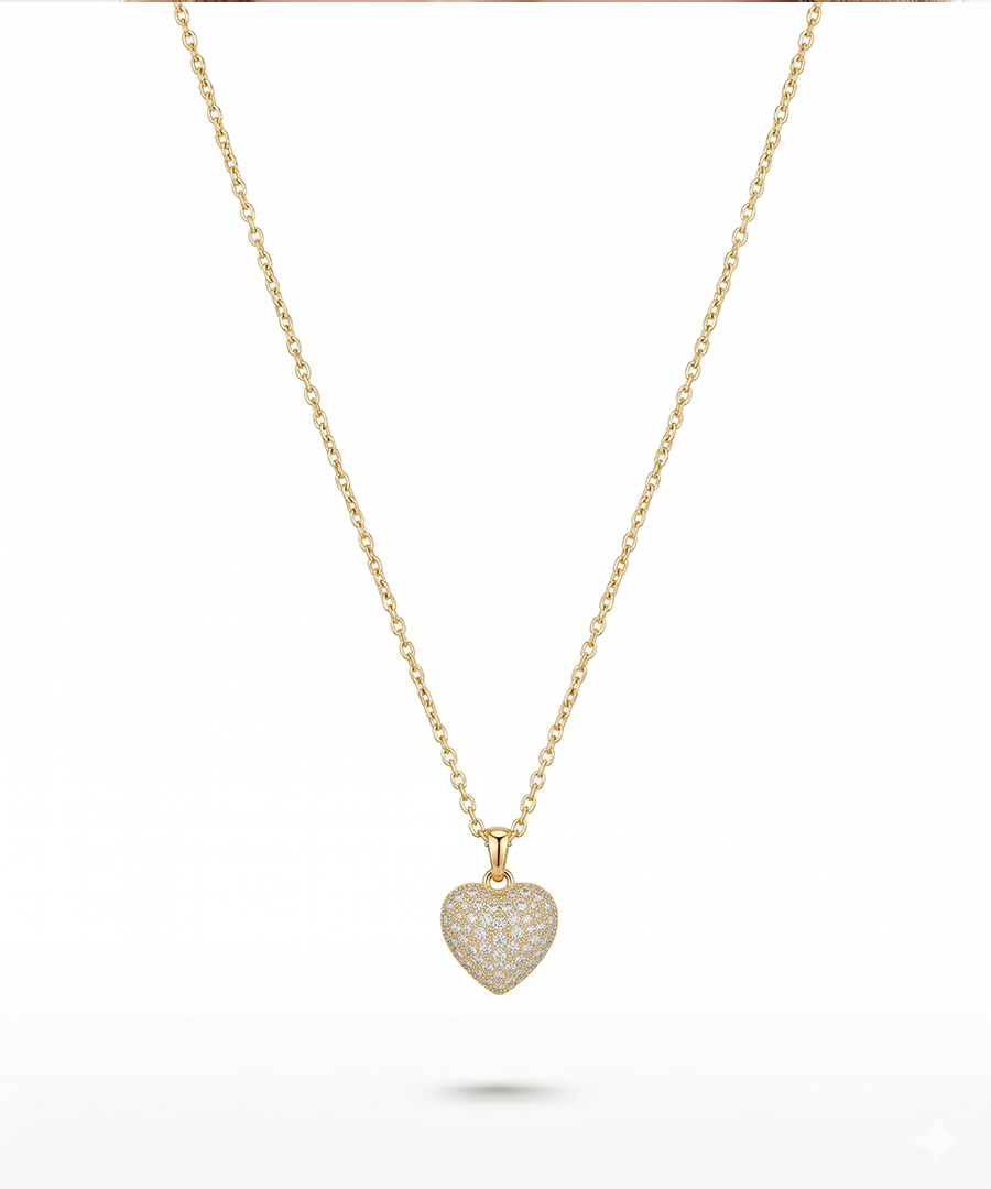 ZIRCON ENCRUSTED HEART NECKLACE
