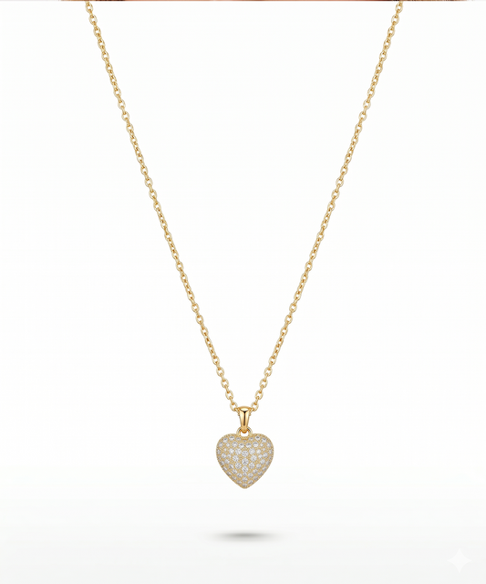 ZIRCON ENCRUSTED HEART NECKLACE
