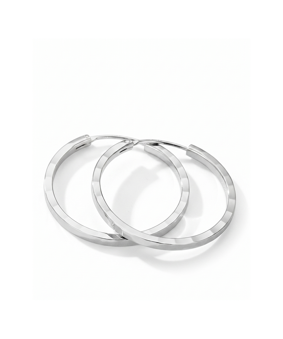 Square Edge Silver Hoop Earrings