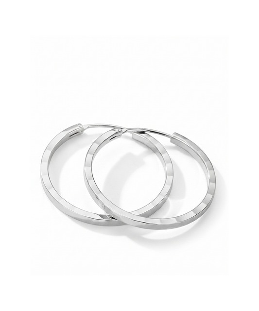 Square Edge Silver Hoop Earrings