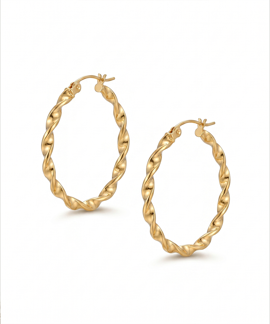 Twisted Gold Hoop Earrings