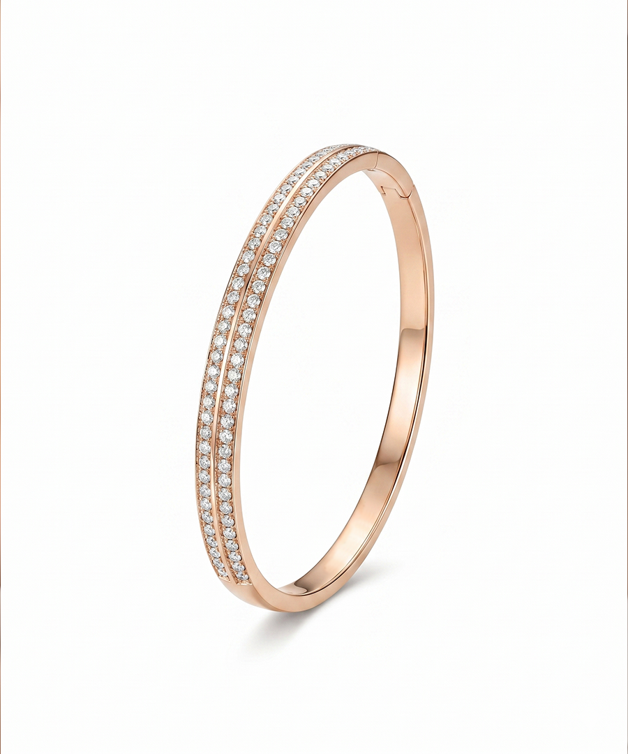 Gold Zircon Bangle Bracelet