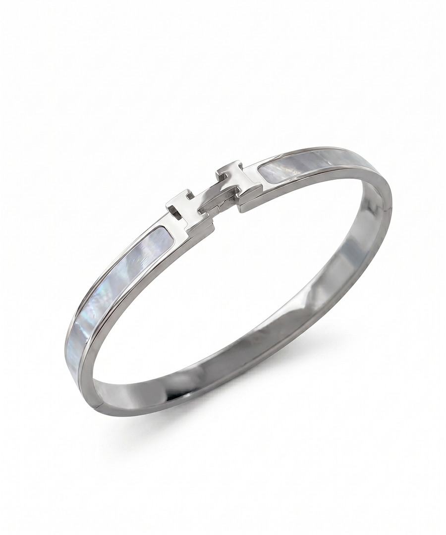 Elegant Lettered Gold- Plated Bangle Bracelet