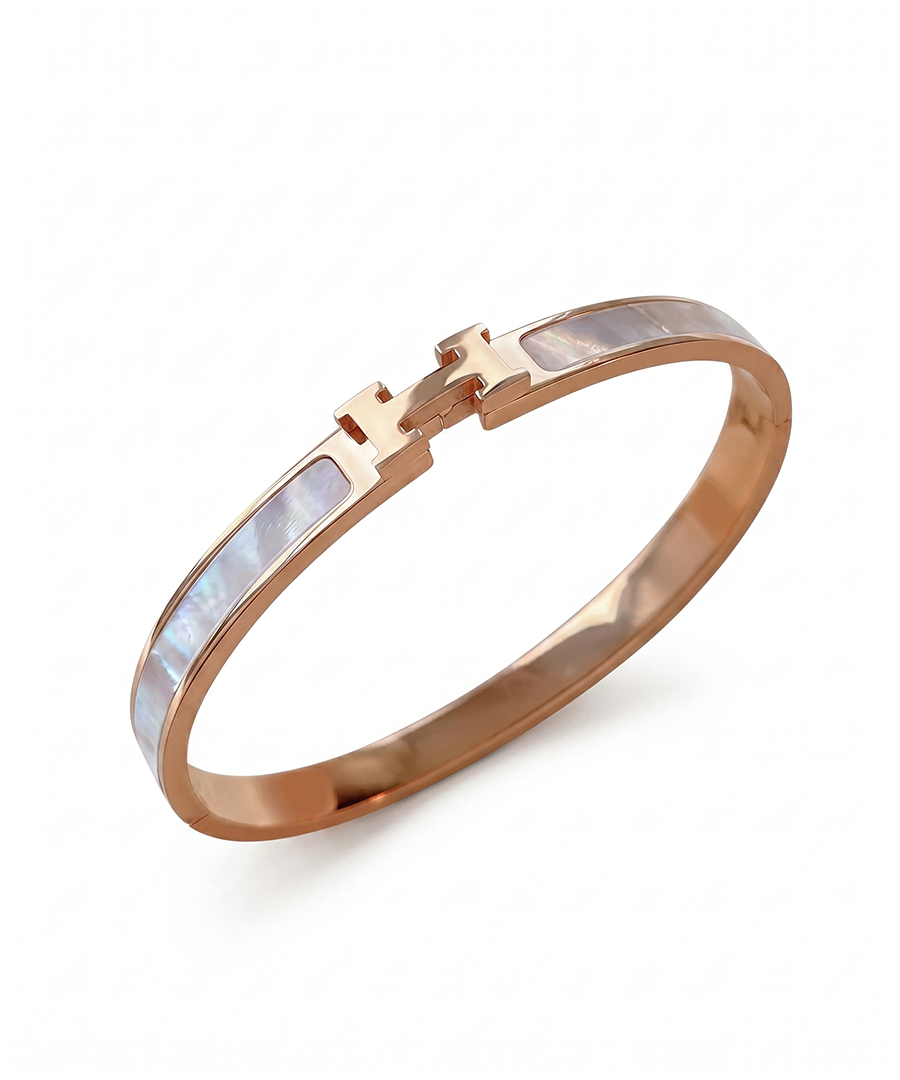 Elegant Lettered Gold- Plated Bangle Bracelet