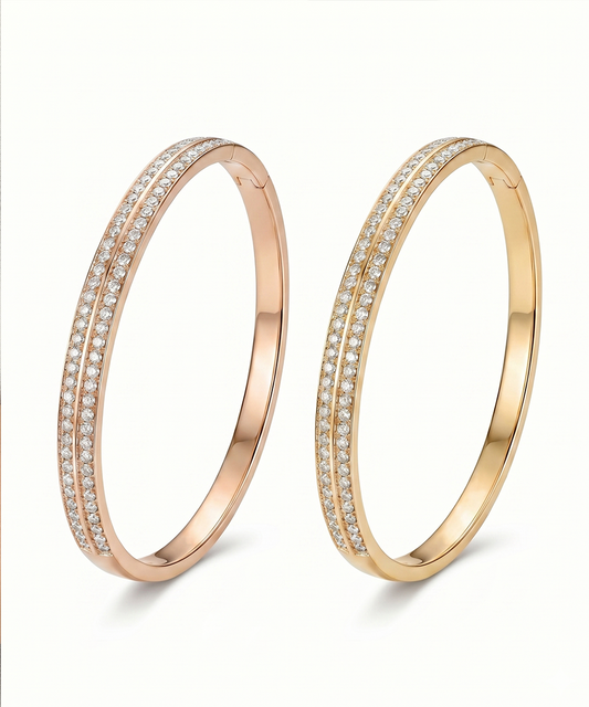 Gold Zircon Bangle Bracelet