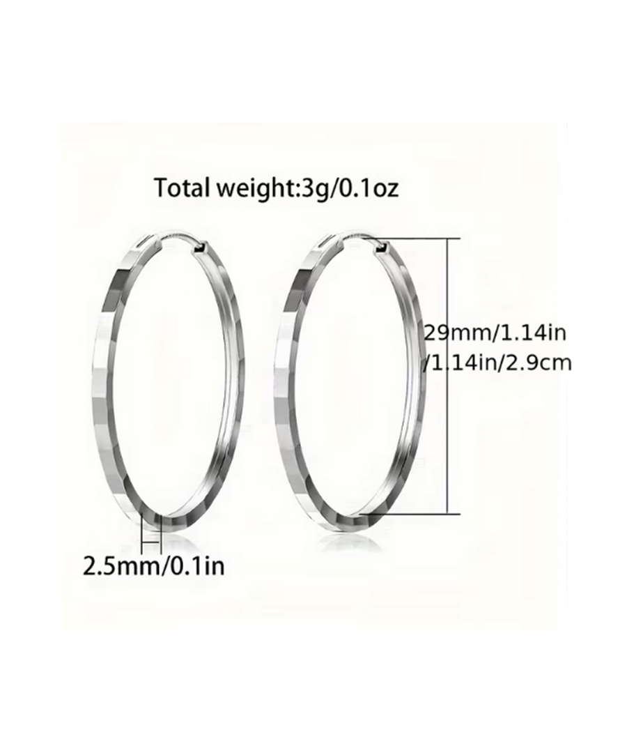 Square Edge Silver Hoop Earrings