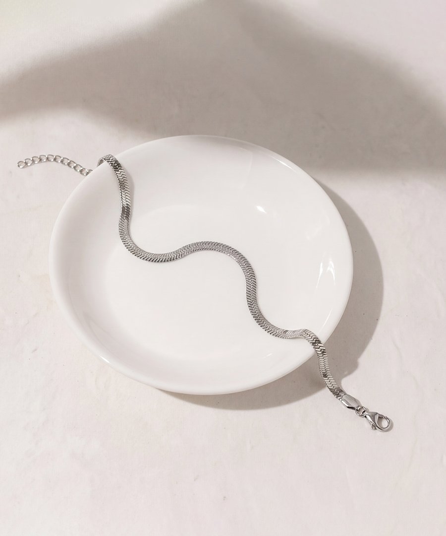 Herringbone Silver Tone Necklace