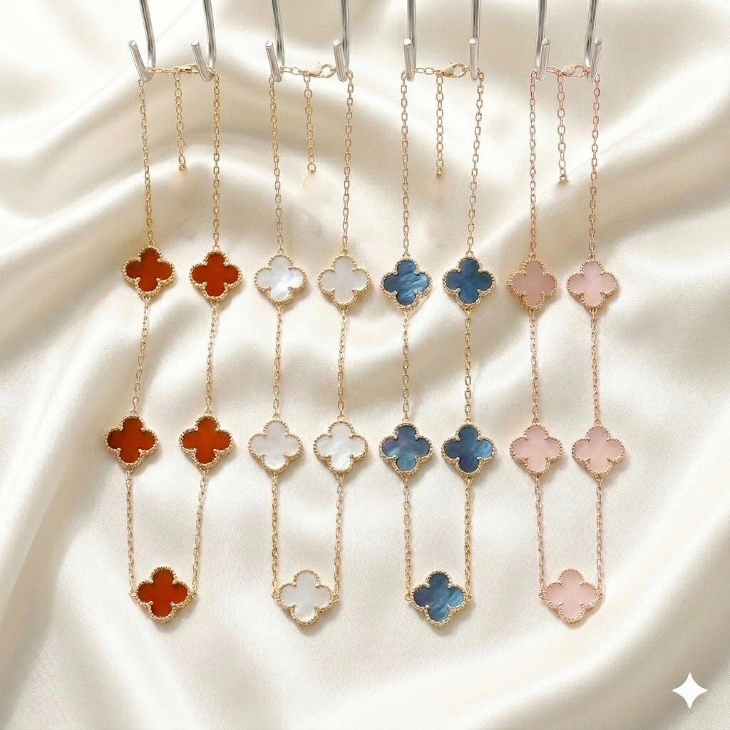 Clover Motif Station Necklaces