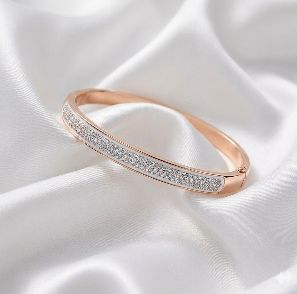 Gold Zircon Bangle Bracelet