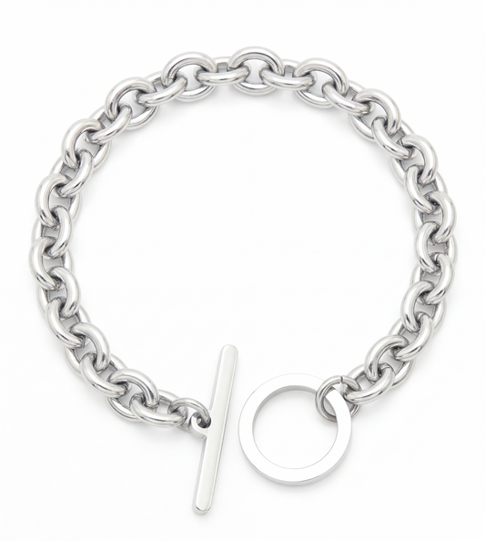 Silver Chain Link Toggle Bracelet