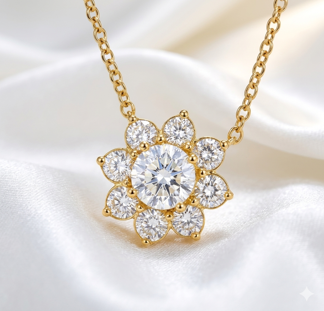 Sunflower Moissanite Pendant Necklace