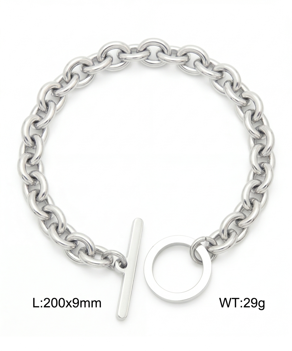 Silver Chain Link Toggle Bracelet
