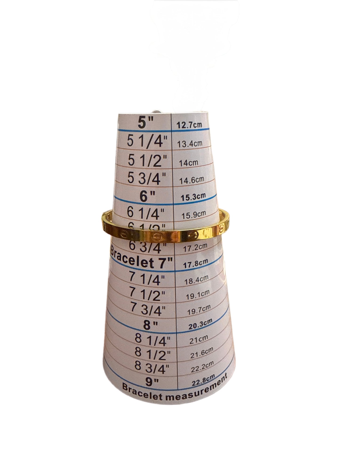 Image shows the size of the bracelet, 6 1/2