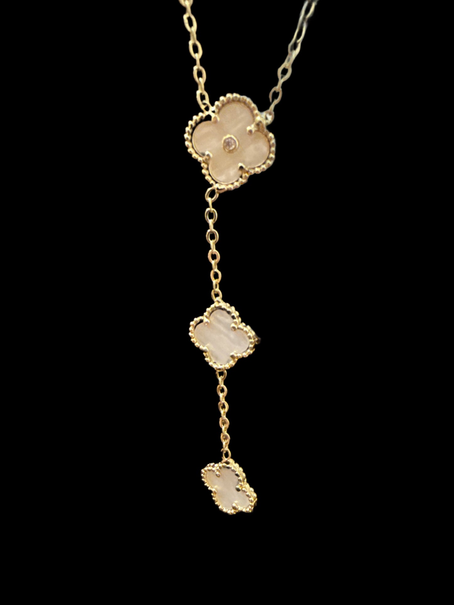 Clover Link Chain Necklace Lariat Style