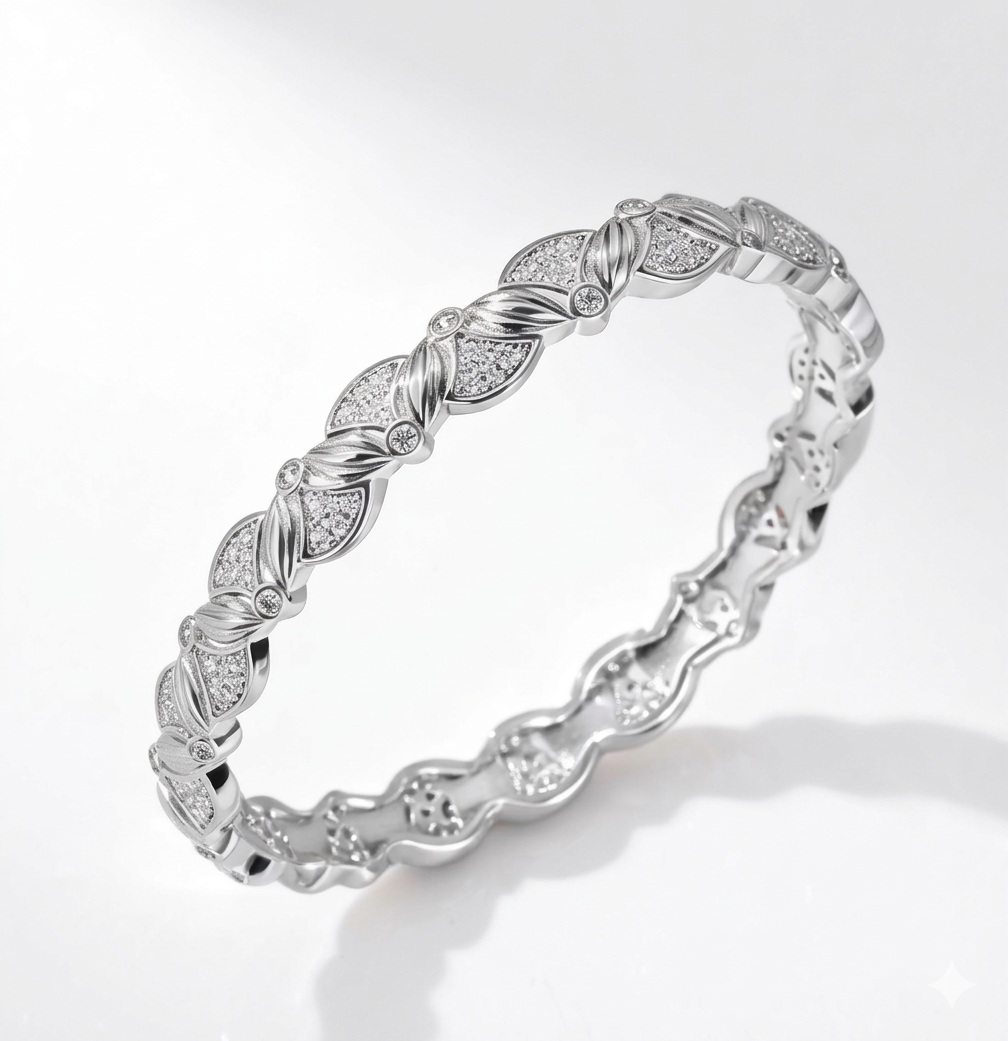 Moissanite Pave Silver Bracelet