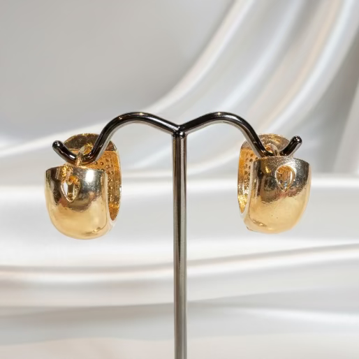 Gold multi color earrings back on a white background