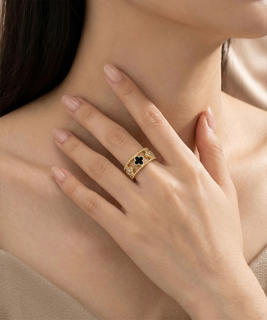 Clover Style Beaded Open Band