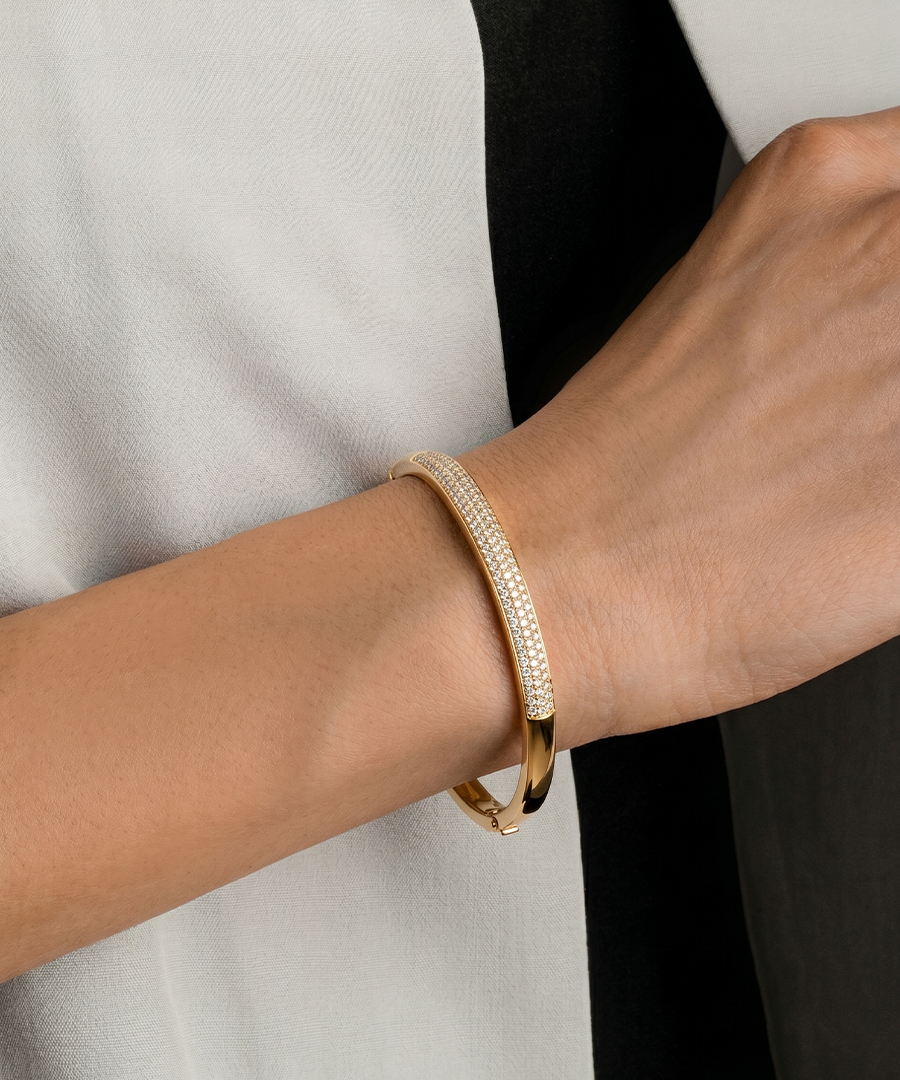 Gold Zircon Bangle Bracelet