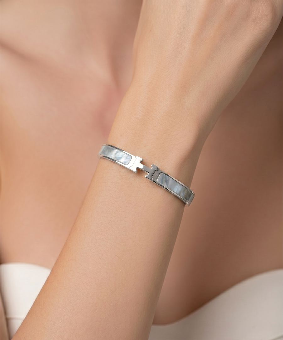 Elegant Lettered Gold- Plated Bangle Bracelet
