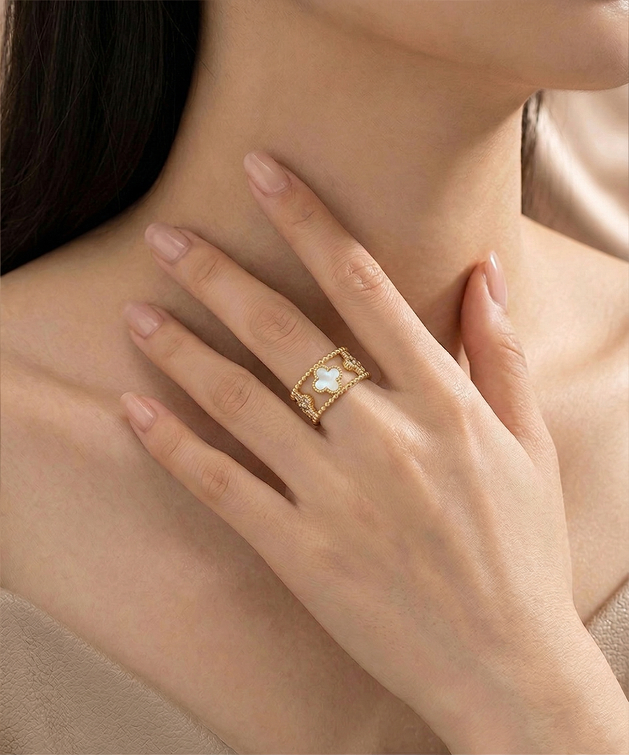 Clover Style Beaded Open Band