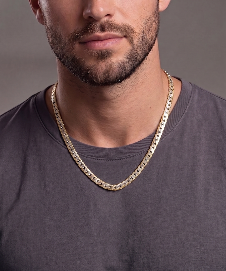 Double Tone Cuban Link Chain Necklace