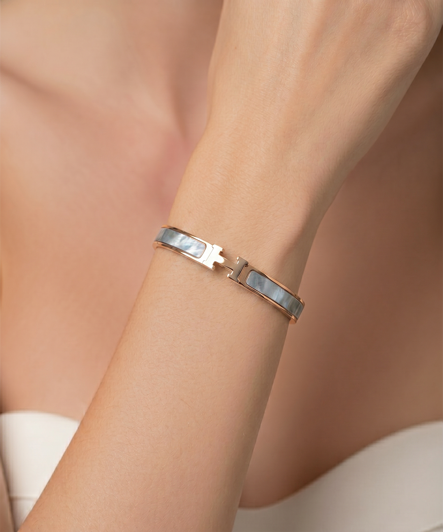 Elegant Lettered Gold- Plated Bangle Bracelet