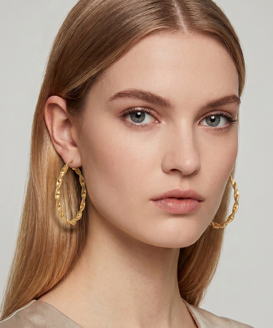 Twisted Gold Hoop Earrings