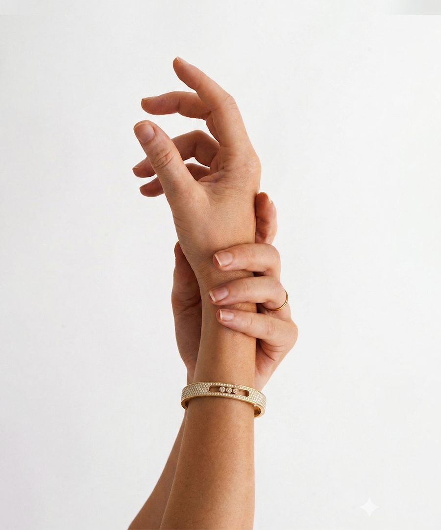 Gold Brilliant Pave Bangle