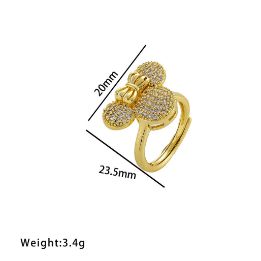 Gold Minnie Ring showing the dimensions.