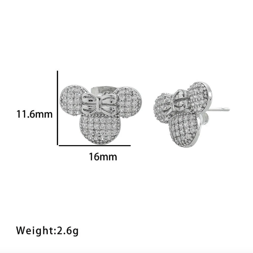 SIlver Minnie Earrings showing the dimensions.