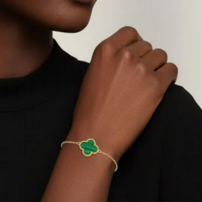 The bracelet is made with delicate gold-plating titanium, making it a luxurious yet versatile accessory.