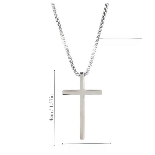 This is a medium size pendant, suitable for men and women, hanging from a thin, interlocking link chain complementing the minimalist pendant.