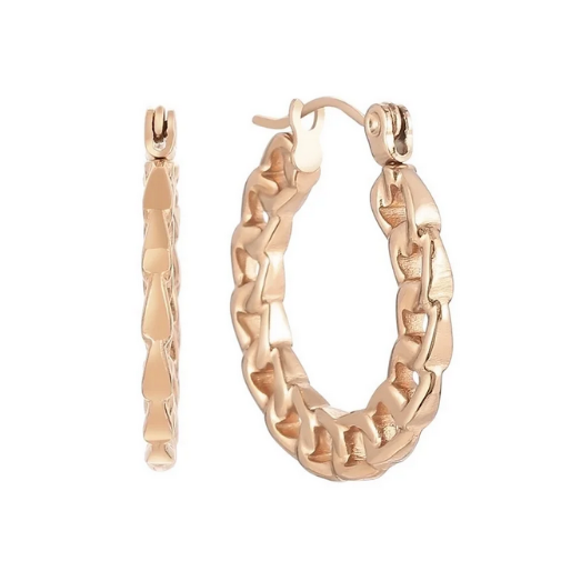 Same hoop earrings, finished in rose gold